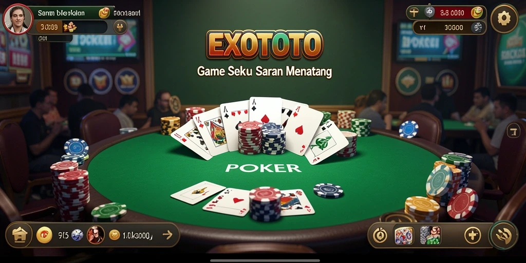 Antarmuka menarik dan interaktif dari game Poker EXOTOTO.
