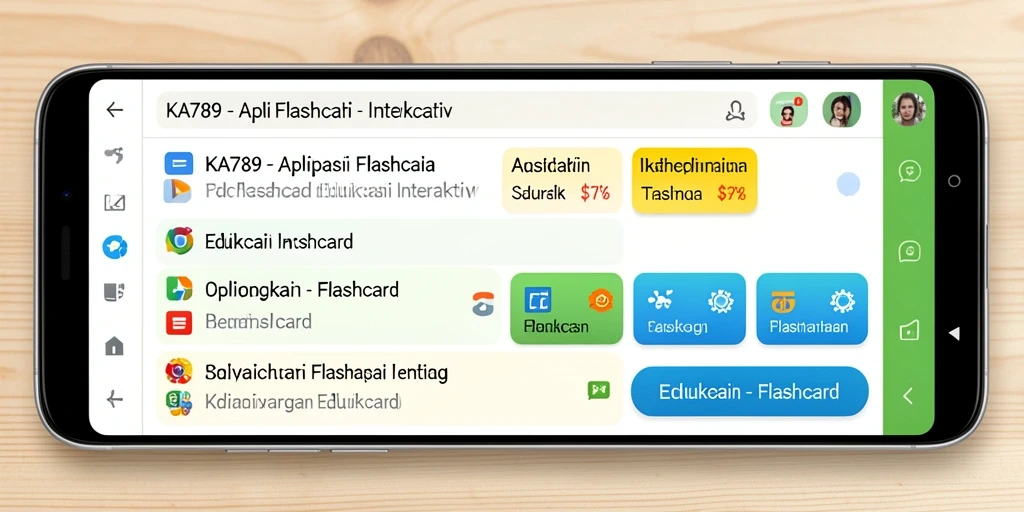 Screenshot utama KA789 menampilkan antarmuka sederhana aplikasi Flashcard.