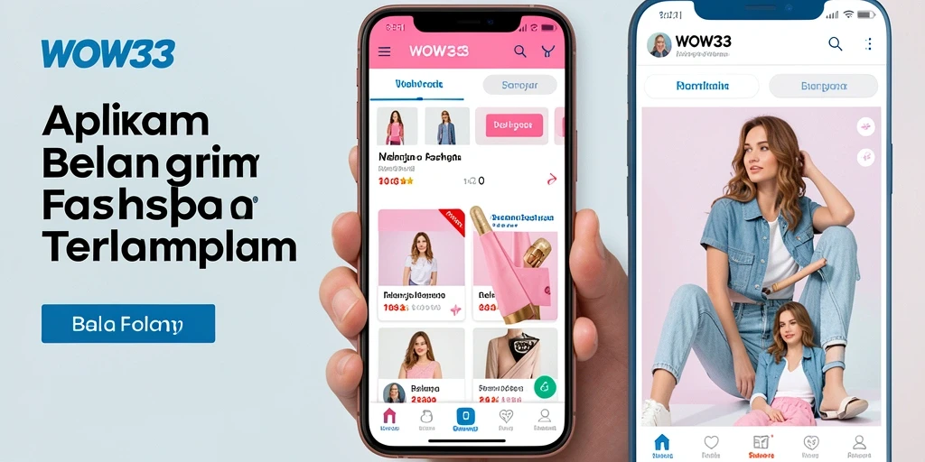 Screenshot WOW33 menampilkan antarmuka belanja fashion yang menarik.