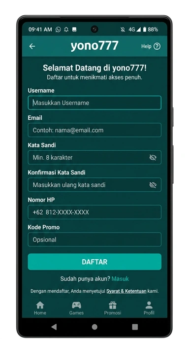 Panduan Registrasi Akun Baru yono777 di Android